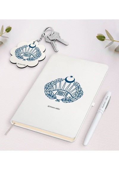 Kişiye Özel Zabıta Beyaz Defter Kalem Ve Anahtarlık Seti