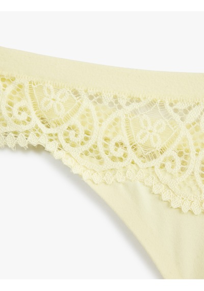 Koton Rahat Kalıp Dantelli String Külot Yeşil 6slk30134mk