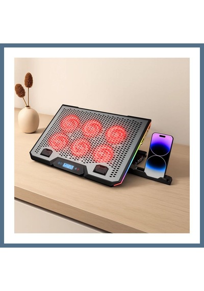 Buradabulabilirsin 15.6\" Laptop Soğutucu - 6 Fan, Rgb, Lcd Dijital Kontrol, 2 Usb Bbz
