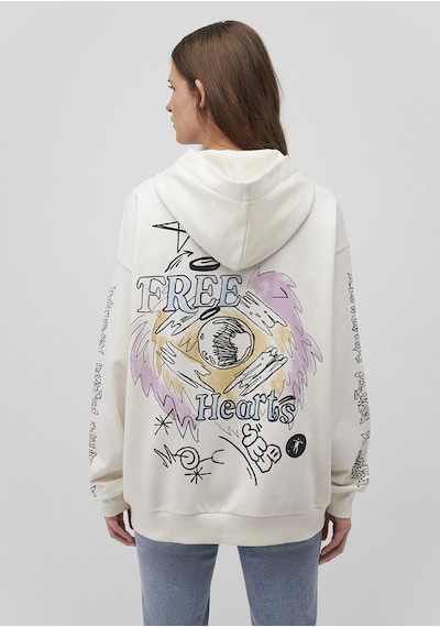Mavi - Baskılı Kapüşonlu Beyaz Sweatshirt 1s10287-80194 Beyaz