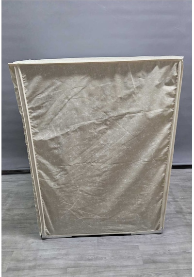 Krem Beyaz Çiçek Desenli Polyester Kumaş Çamaşır Makinesi Örtüsü Leke Tutmaz, Su Geçirmez Bej