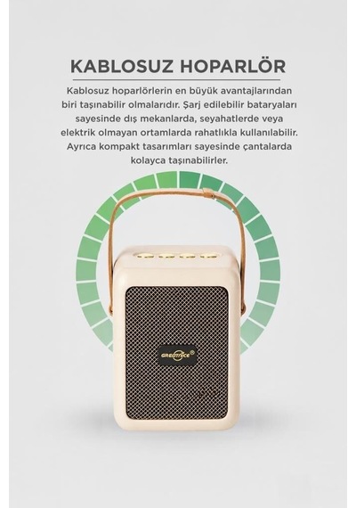 Delux Serisi Bluetooth Speaker Kablosuz Hoparlör Gts-2201 Bej Frekans Yayın Cihaz