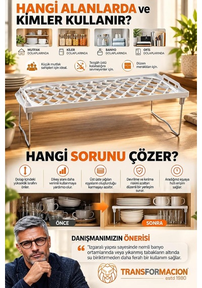 Tr Metal Ayaklı Dikdörtgen Katlanabilir Dolap İçi Düzenleyici Tezgah Üstü Mutfak Ve Banyo Rafı Yükseltici Orga Genel