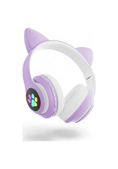 H10 Cat Kedili Led Işıklı Kafaüstü Bluetooth Kulaklık Lila Mor