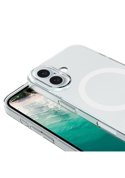 Apple Uyumlu iPhone 17 Kılıf Zore M-safe Şarj Özellikli Şeffaf Kamera Çerçeveli Porto Kapak