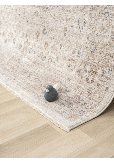 Mariesse Home Vintage Eskitme Desenli Makine Dokuma Salon Oturma Odası Halısı 10201 Bej