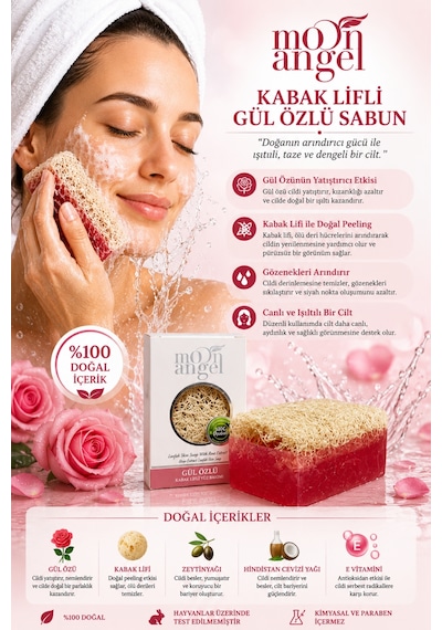 Kabak Lifli Sabun Gül Özlü Nemlendirici Ve Yatıştırıcı Cilt Bakım Sabunu