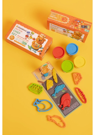 Childgen Doğal Oyun Hamuru Sevimli Patiler - Chef Set Çok  Renkli