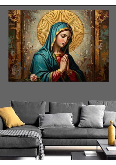 Ahşap Tablo Meryem Ana Dini Sanat Portresi Dekoratif Tablolar