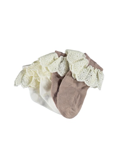 Civil Baby Çift Dantel Aksesuarlı 2'li 6-18 Ay Bebek Kız Çorap Set - Standart