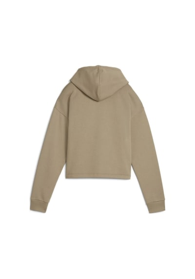 Puma Ess Cropped Logo Hoodie Kadın Bej Sweatshırt Kahverengi Kahverengi