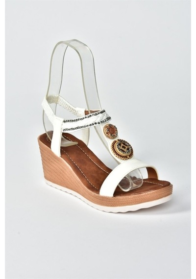 Fox Shoes Beyaz Dolgu Topuklu Kadın Sandalet M258313609