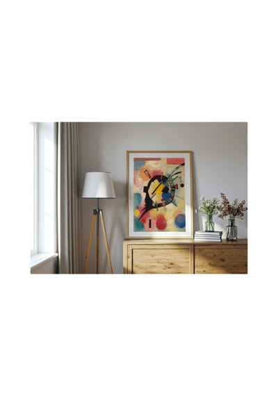 Modern Sanat Kandinsky Sarı Merkez Çerçevesiz Poster 21x30 Cm A4 Tablo Modern Sanat Ekspresyonizm