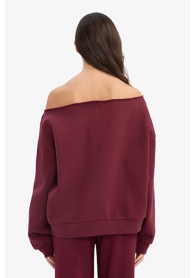 Defacto Oversize Geniş Kalıp Açık Omuz Kalın Sweatshirt G7204ax25cwbr43 Bordo-br43
