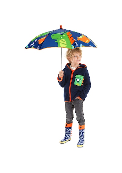 Denokids Erkek Çocuk Dinozor Desenli Lacivert Şemsiye Tek Beden