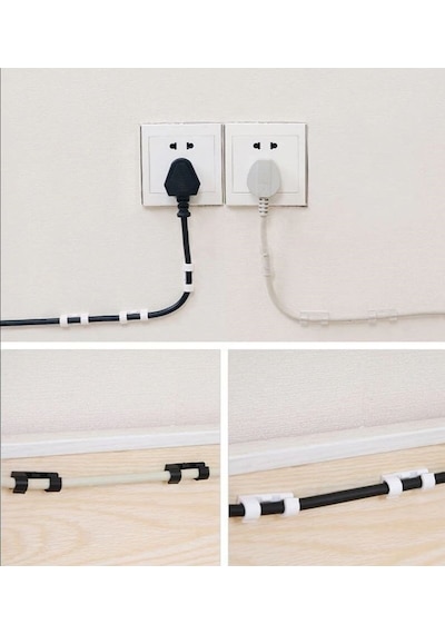Yapışkanlı Mini 20 Lı Klips Usb Pc Adaptör Kablo Tutucu Aparat Şe