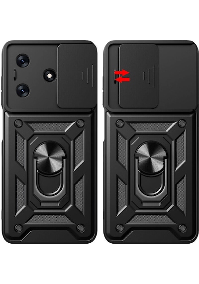Nourthkiingdom Tecno Spark 10c Kılıf Magnetik Standlı Kamera Korumalı Nrtk Sürgülü Vega Kapak - Mavi Mavi