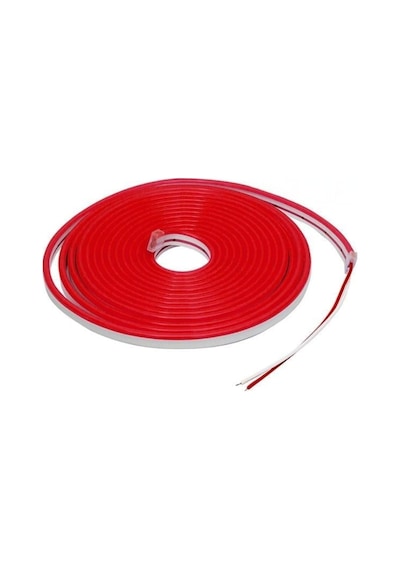 5 Metre Esnek Neon Led Şerit 12 Volt 6x12mm Kırmızı