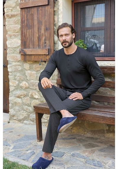 Aydoğan Erkek Civan Patlı Modal Antrasit Pijama Takım 3480