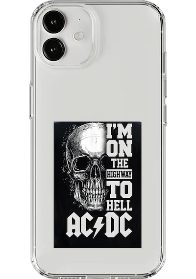 Apple Uyumlu iPhone 12 Şeffaf Kılıf Ac/dc Tasarımlı