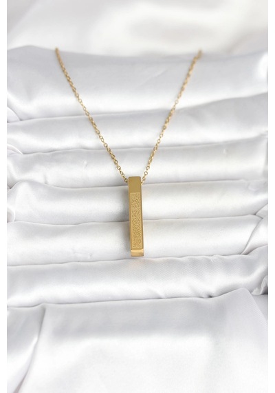 316l Çelik Gold Renk Ayetel Kürsi Yazılı Bar Çubuk Kolye Renkli 83384179