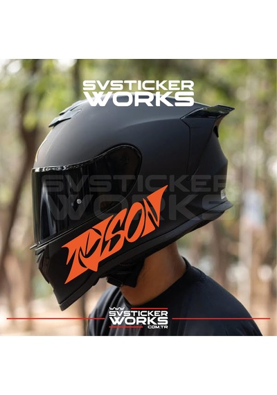 Tyson Yazılı Kask Sticker Tüm Kasklar Uyumlu Tek Yön 1 Adet Turuncu