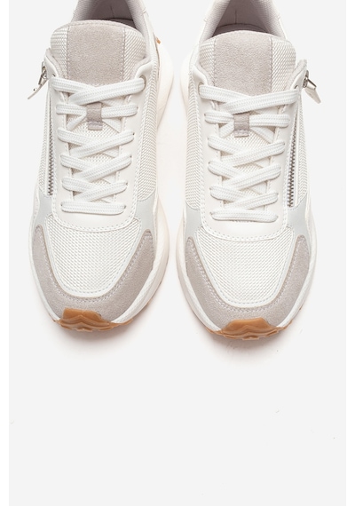 Luvishoes Rocca Buz Beyaz Fermuar Detaylı Kadın Sneaker Beyaz