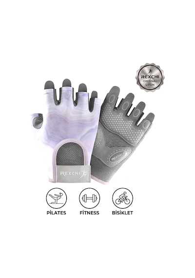 Alazpay Terletmeyen Yarım Parmak Fitness Yoga Pilates Bisiklet Avuç Içi Kaymaz Silikon Spor Eldiven