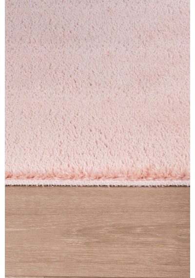 Vl Comfort Peluş Halı Gri Overloklu Pembe