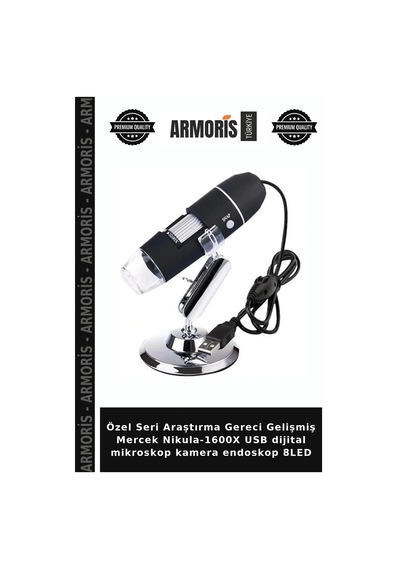 Özel Seri Araştırma Gereci Gelişmiş Mercek -1600x Usb Dijital Mikroskop Kamera Endoskop 8led