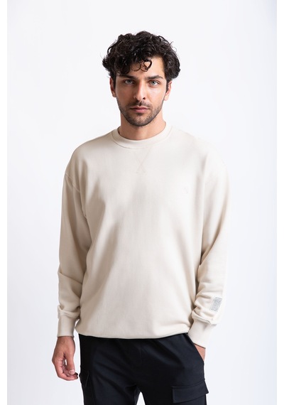 Regular Organik Pamuklu  Sweatshirt Krem