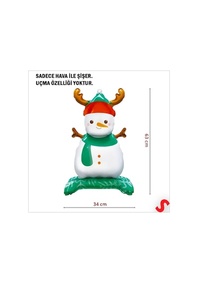 Boynuzlu Kardan Adam Folyo Balon 63cm X 34cm çok renkli