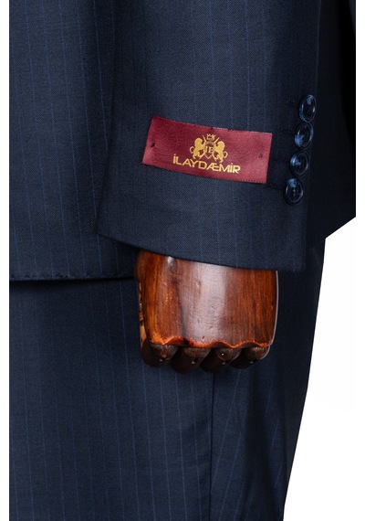 İlayda Emir Luxury, İtalyan Kesim, Slim Fit, Blazer, Çizgili, Erkek Takım Lacivert