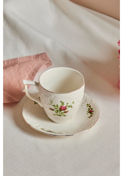 Karaca Vintage Rose Çay Fincanı Ve Tabağı 200 Ml Çok Renkli
