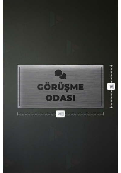 Görüşme Odası Yazılı - Metal - Gümüş Renk - Kapı İsimliği - 30x15 Cm