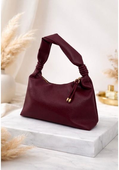 Addy Bordo Luna Hobo Pebble Velvet Omuz Ve El Çantası Bordo