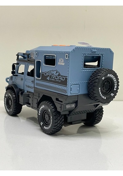 Scowetto Sürtmeli Işıklı Müzikli Off Road Karavan Açılabilir Kapılar 18 Cm Müzikli Of Road Karavan - Mavi