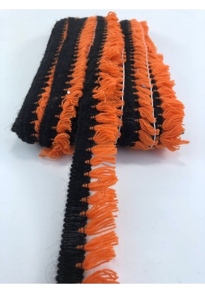 FdayAksesuar Turuncu Siyah Şerit Saçak Püskül 1 metre En 3 cm FRDY15255
