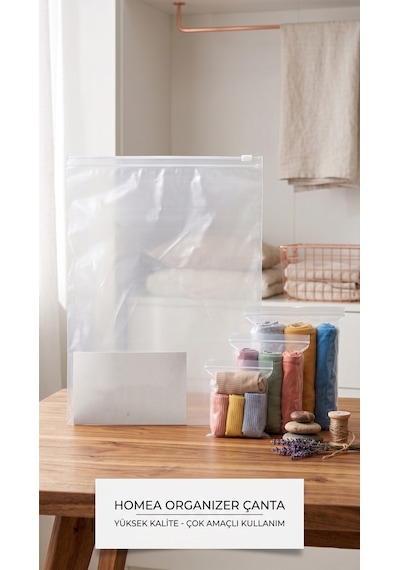 10 Lu Fermuarlı Organizer Çanta Seti 30x40cm Çok Amaçlı Makyaj, Seyahat Ve Düzenleme Çantası Şeffaf