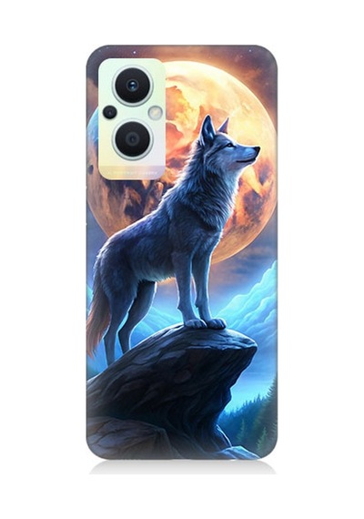 Oppo Reno 7 Lite Uyumlu Geceye Uluyan Yalnızlık Desenli Silikon Kılıf Çok Renkli