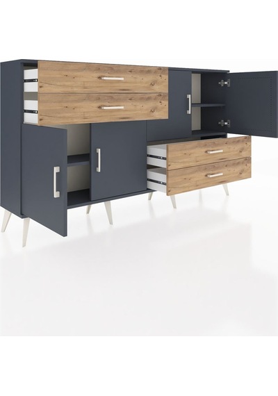 Arges Konsol 3 Raflı 4 Çekmeceli 4 Kapaklı 176x30x99 Antrasit-ant Antrasit-antrasit/çam Arges Konsol 3 Raflı 4 Çekmeceli 4 Kapaklı 176x30x99 Antrasit-ant Antrasit-antrasit/çam