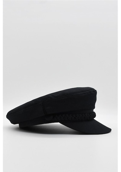 Külah Erkek Şapka Driver Kasket Flat Cap Kaptan Şapkası - Siyah Siyah