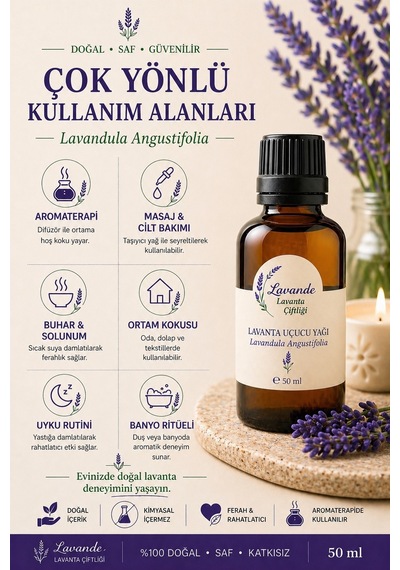 Lavande Lavanta Çiftliği Lavanta Yağı L.Angustifolia İçten Damlalıklı 50 ML