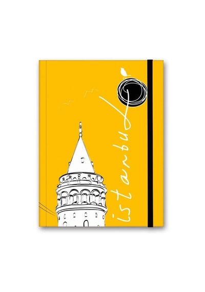 Renkli İstanbul Defter Çizgili Lastikli Galata 103 Ivory