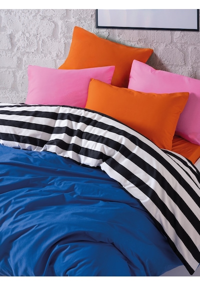 Cozy Home Popping Colors Çift Kişilik Lastikli Çarşaflı Nevresim Takımı Dusk Mavi