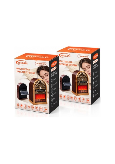 Solar - İbreli Şömineli Radyo - Retro Am - Fm - Sw Usb - Type-c Sarjlı Bt - Tf - Usb Speaker Yg-6041bts 5580