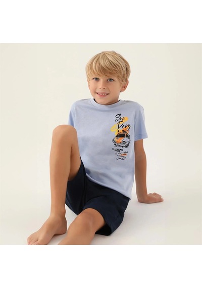 Arnetta 2989c Erkek Çocuk Bermuda Pijama Takım Mavi