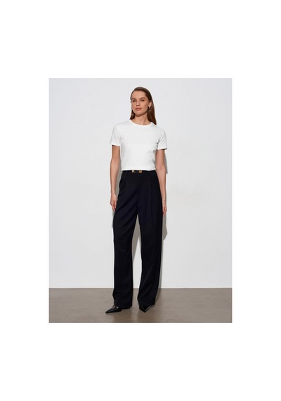 Dilvin 32779 Bisiklet Yaka T-shirt-ekru-16478