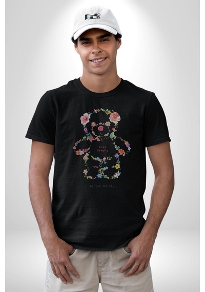 Sadece Yaşamak Unisex Unisex Siyah Organik Baskılı T-shirt Penye Yüksek Kalite Siyah