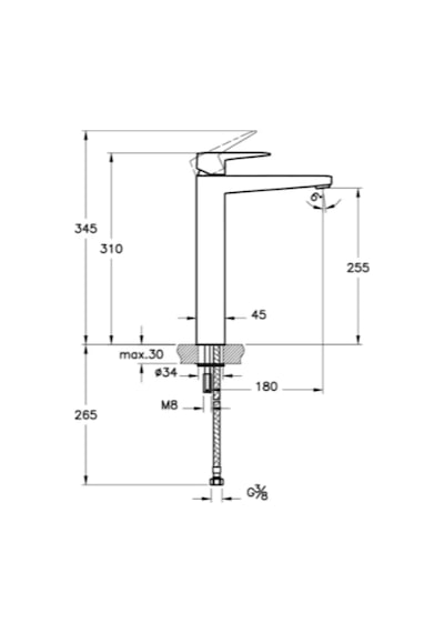 Artema Root Square A42733 Tezgah Üstü Lavabo Bataryası Krom